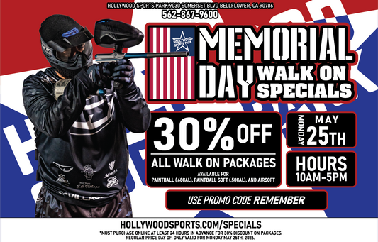 Memorial Day Walk On Special May 25th, 2026