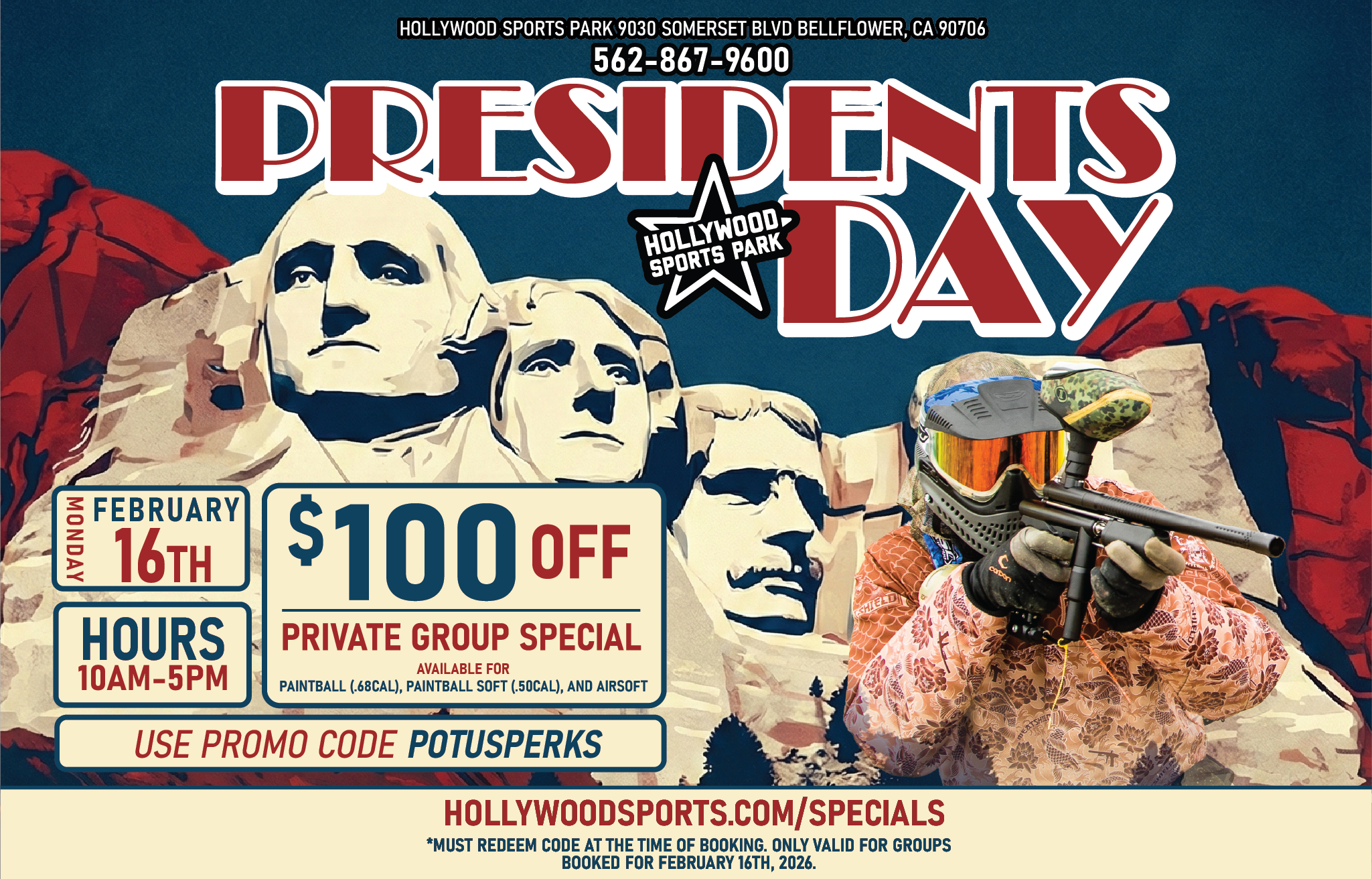 Presidents Day Group Special - February 16th, 2026 – Hollywood Sports Parks
