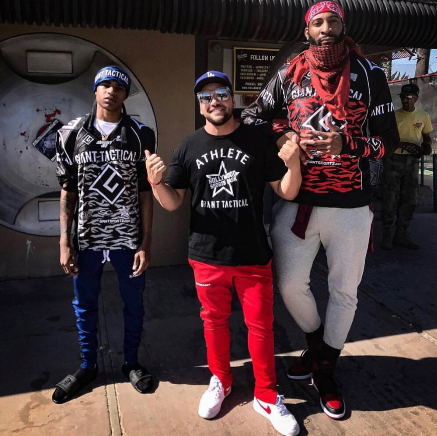 NBA Player Andre Drummond & Rapper YBN Almighty Jay play Paintball with Bear Degidio at Hollywood Sports Park in Los Angeles